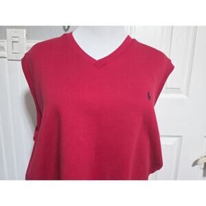 Polo Golf by Ralph Lauren Sweater Vest, 86% Cotton Knit Mens Med Red